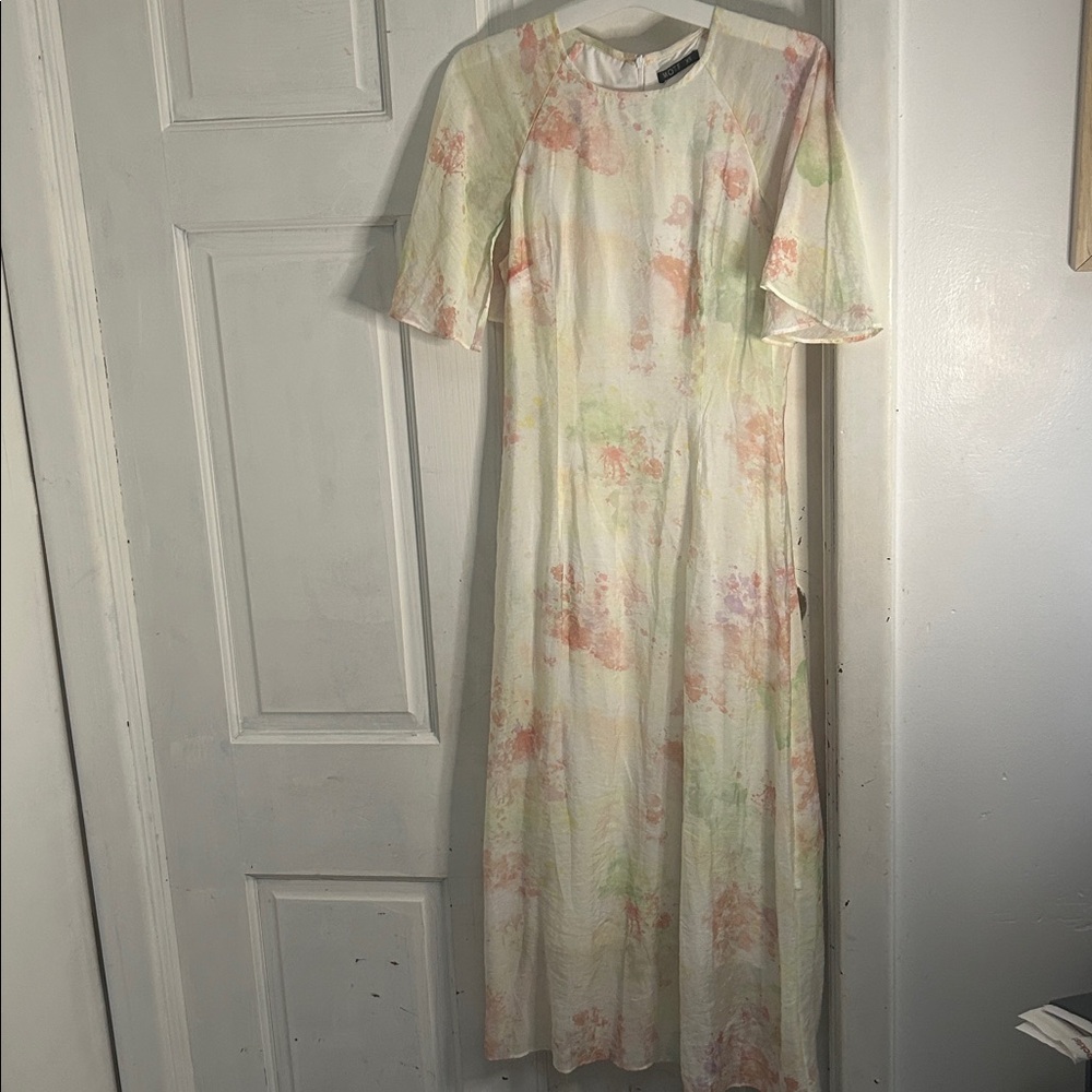 NWT SHEIN MOTF Pastel Watercolor Cape Dress- XS